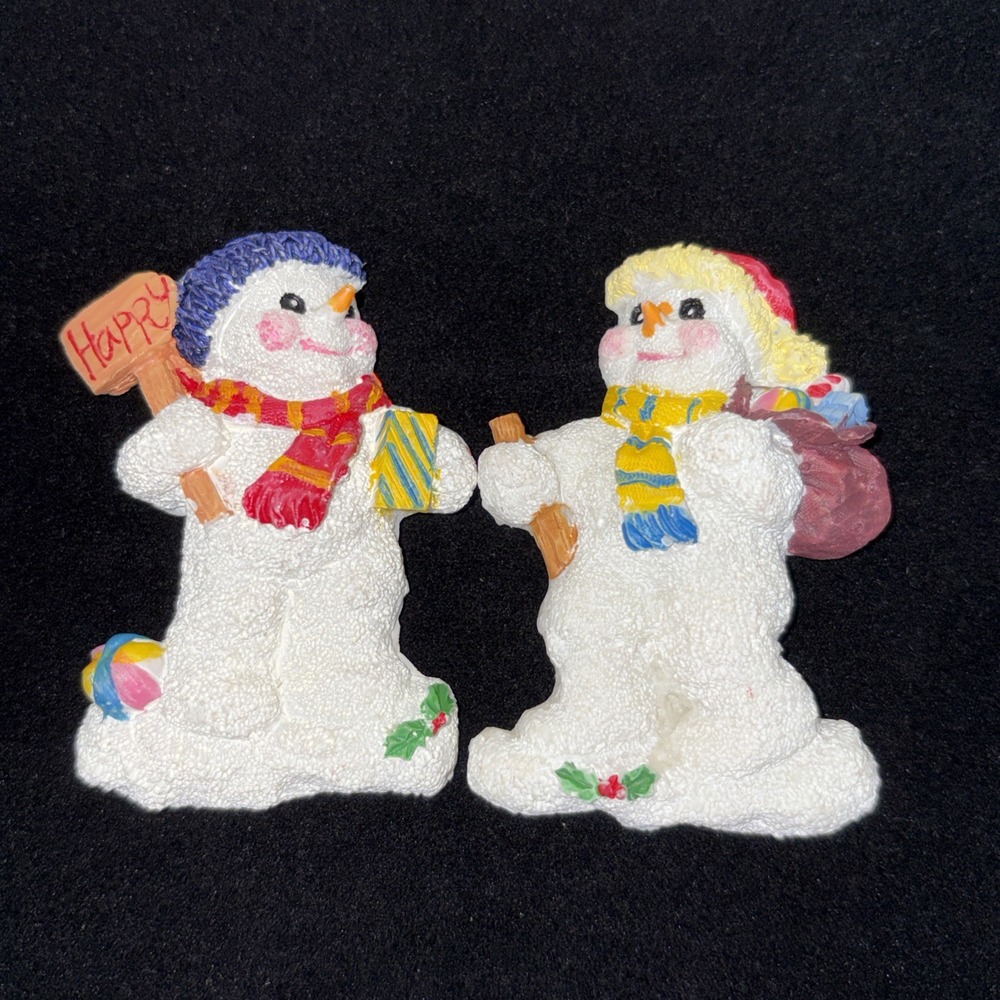 Vintage Scott's Collectables 2 Piece Snowman Magnet Set,  NOS